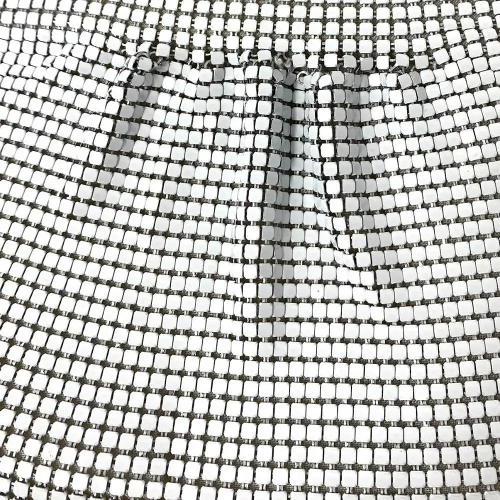 Ladies Vintage WHITE Metal MESH Crossbody Shoulder Bag Purse
